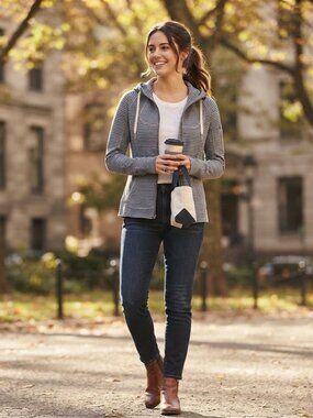 EUC Athleta Striped Strength Zip Up Hoodie